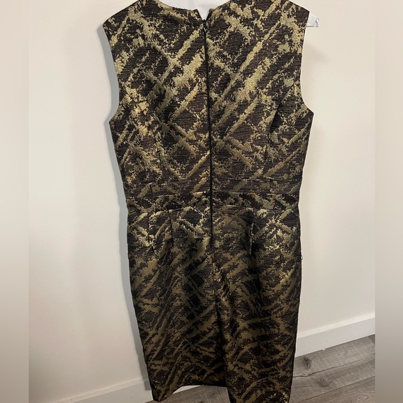 COCO Couture gorgeous black gold jacquard print sheath dress SZ 10 - Picture 3 of 7